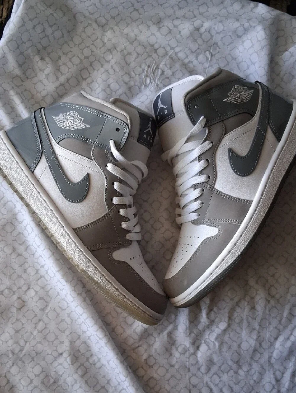 Jordan High Top Sneakers - White & Gray - Picture 3 of 9